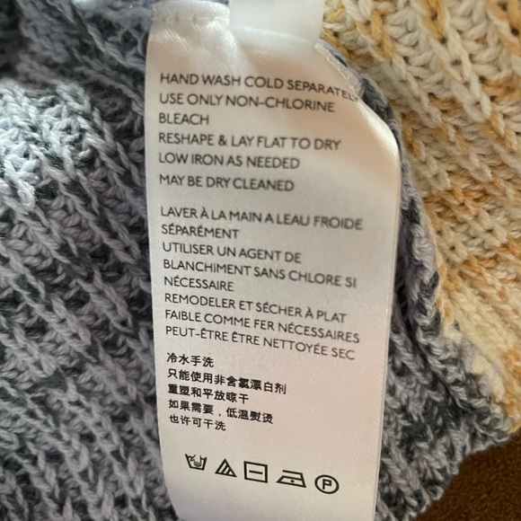 Urban Outfitters S Cotton Blend Yellow Blue Oversized Pullover V-neck Sweater - Picture 10 of 12